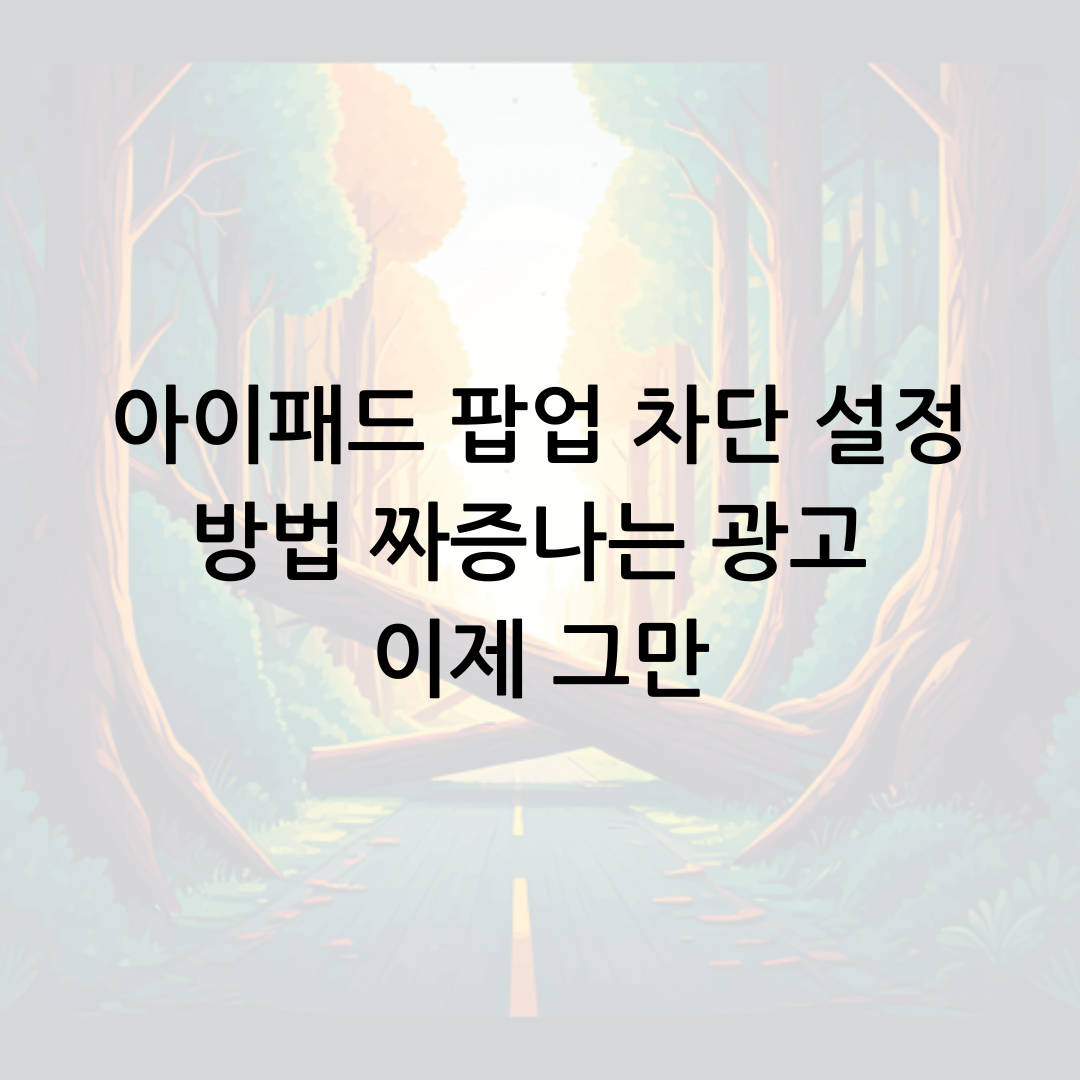아이패드 팝업 차단 설정 방법 짜증나는 광고 이제 그만
