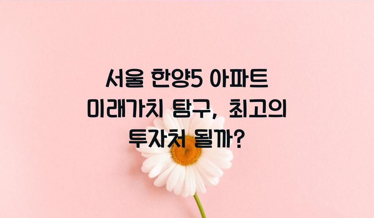서울 한양5 아파트 미래가치
