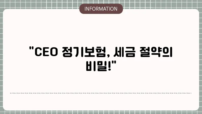 CEO 정기보험 활용 사례
