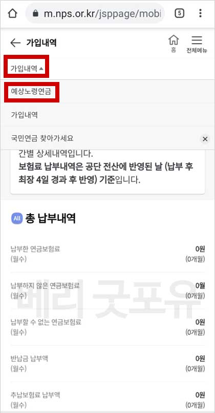 국민연금 납부내역 조회