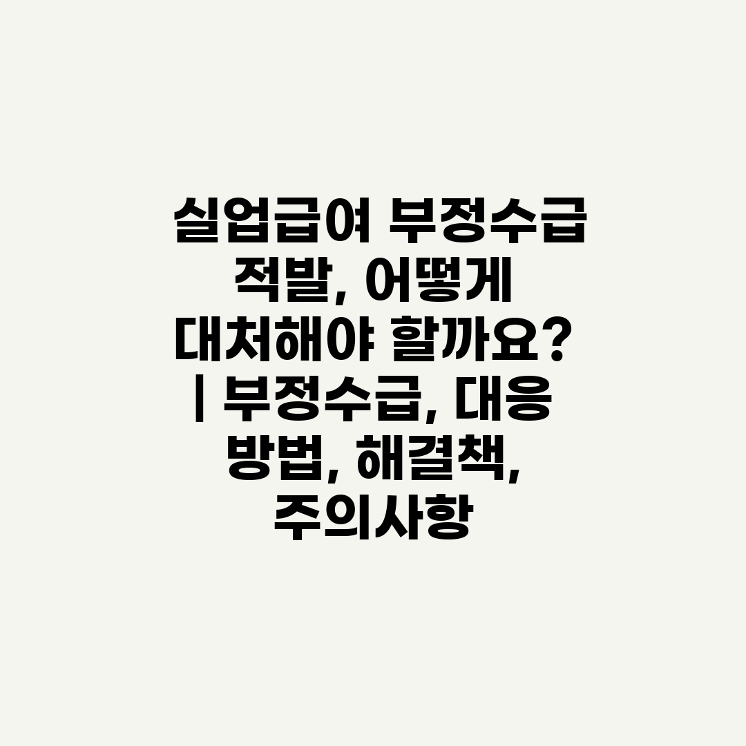  실업급여 부정수급 적발, 어떻게 대처해야 할까요  부