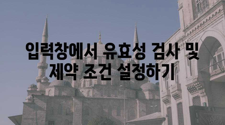 입력창에서 유효성 검사 및 제약 조건 설정하기