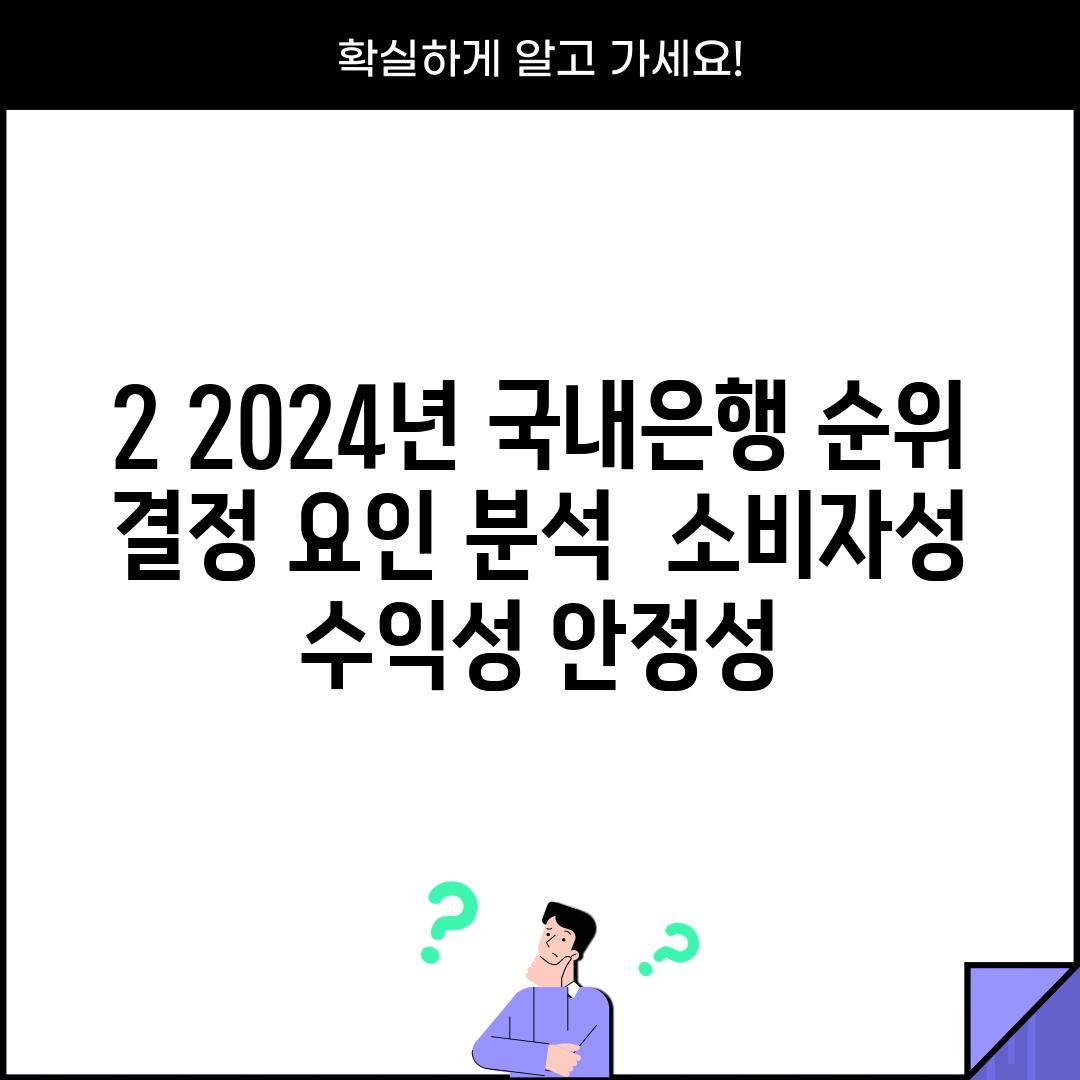 2. 2024년 국내은행 순위 결정 요인 분석:  소비자성, 수익성, 안정성