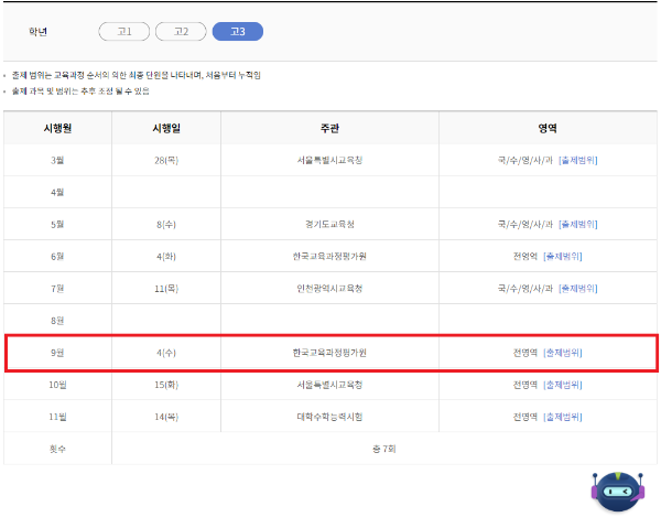 2024년 9월 모의고사 범위 페이지(EBS)