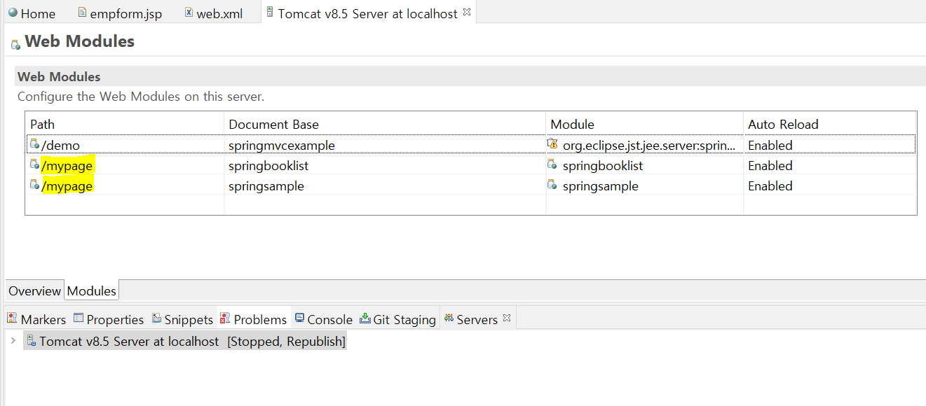 ocalhost. multiple contexts have a path of