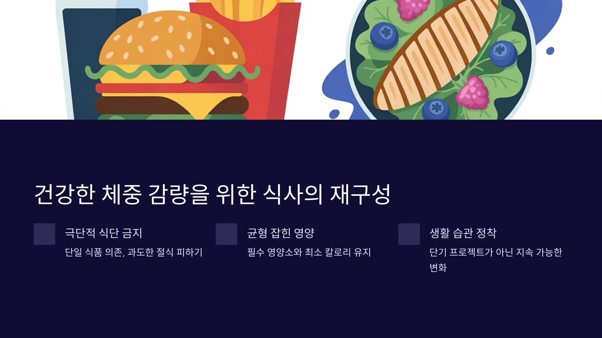 건강한 체중 감량을 위한 식사의 재구성