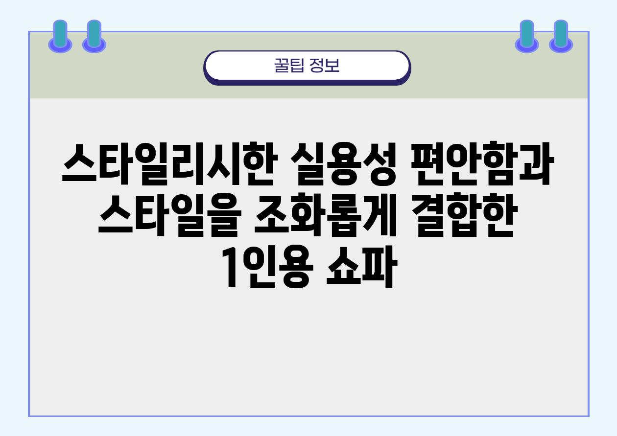 스타일리시한 실용성 편안함과 스타일을 조화롭게 결합한 1인용 쇼파