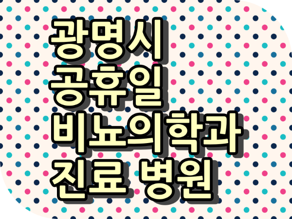  광명시 공휴일 진료 하는 비뇨기과 병원과 진료시간.