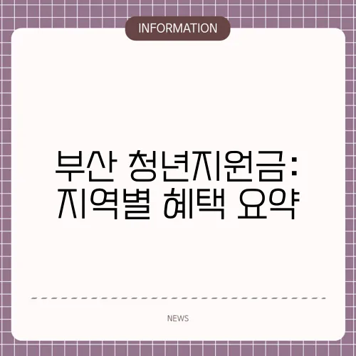 부산 청년지원금: 지역별 혜택 요약