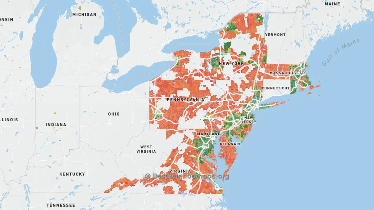 뉴저지 및 동부 Verizon Fios Availability map
