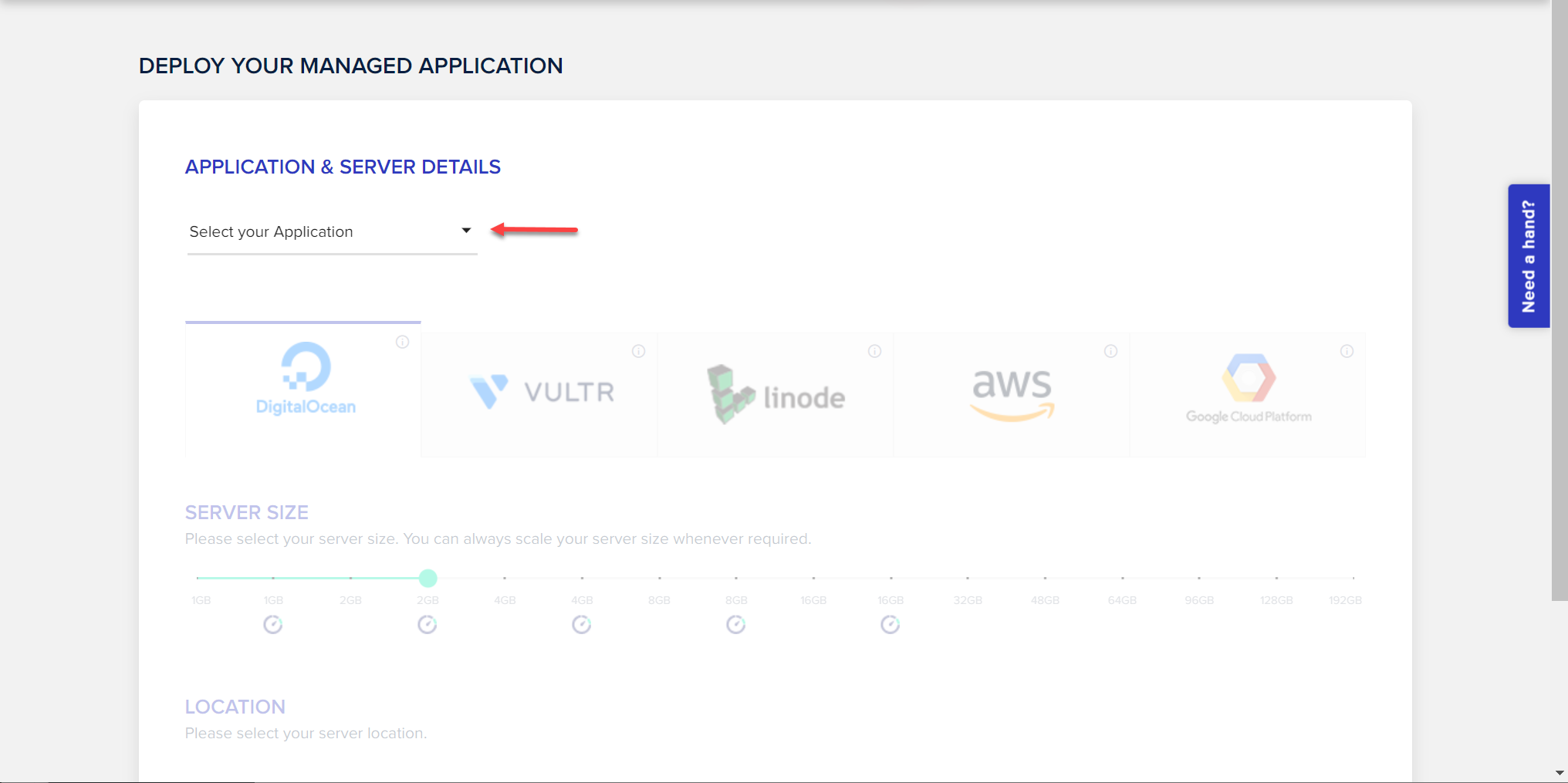 How to install WordPress on Cloudways - select WordPress application