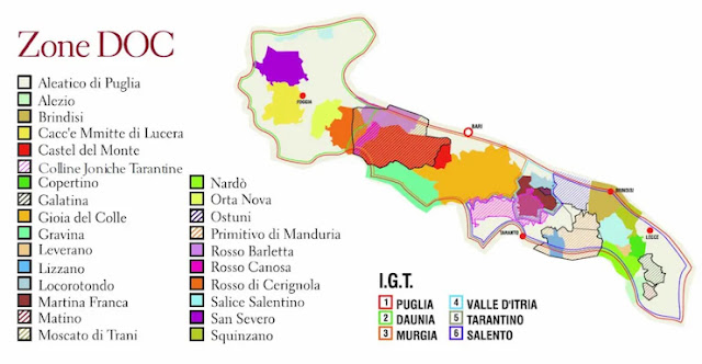 뿔리아의 와인 생산지 지도