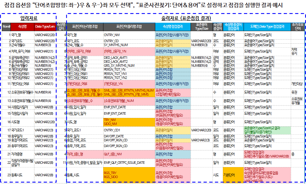  데이터 표준점검 도구_3.표준점검 케이스별 결과