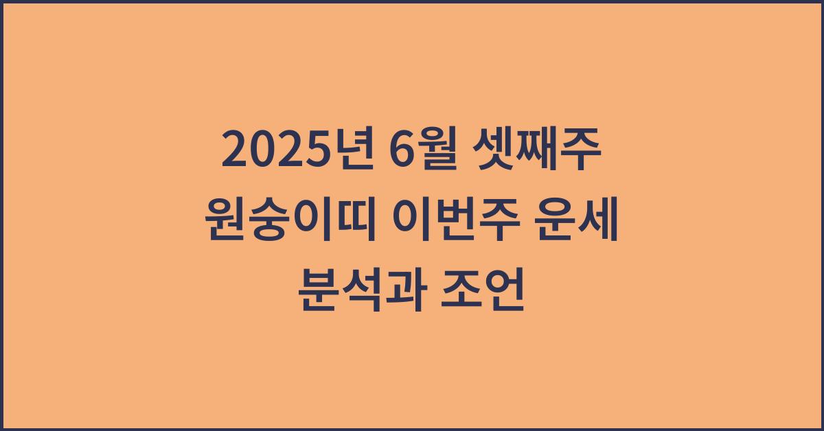 2025년 6월 셋째주 원숭이띠 이번주 운세