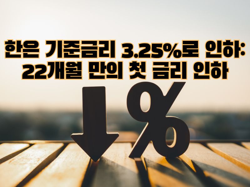 한국은행 기준금리 3.25%로 인하: 22개월 만의 첫 금리 인하