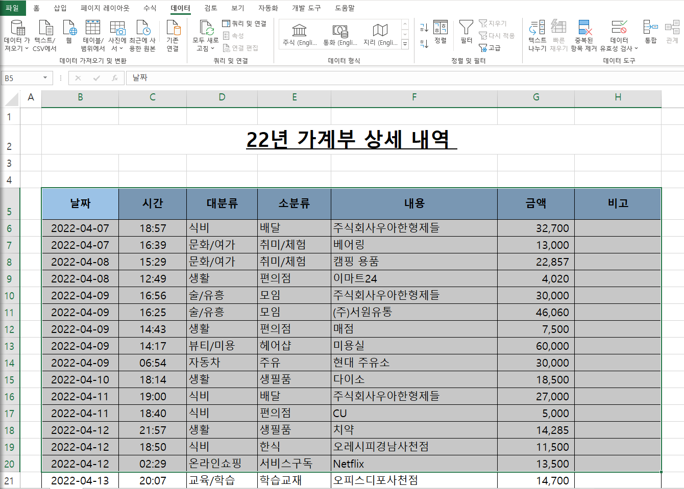 엑셀 중복값 표시