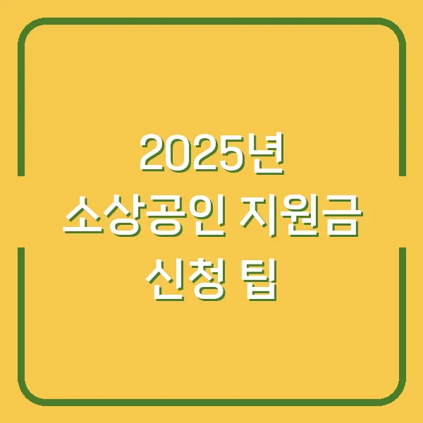 2025년 소상공인 지원금 신청 팁