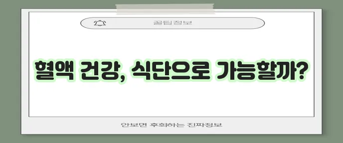 피를 맑게 하는 음식 건강한 혈액을 위한 식단이 중요합니다