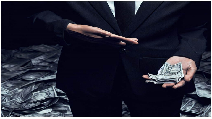 정장을 입은 남자의 손에 돈이 놓여져 있는 사진으로 가처분소득을 연상시키는 이미지