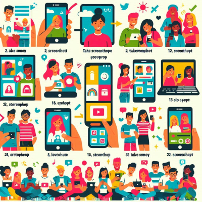 스마트폰을 사용하여 스크린샷을 찍는 다양한 방법을 보여주는 장면.