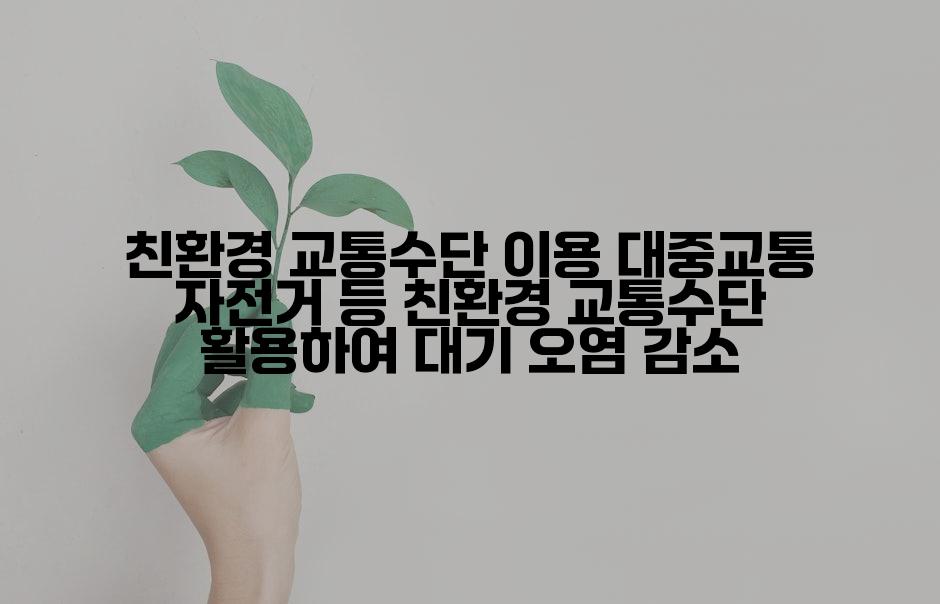 친환경 교통수단 이용 대중교통 자전거 등 친환경 교통수단 활용하여 대기 오염 감소
