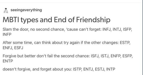  MBTI 성격유형별 절친 손절 Level