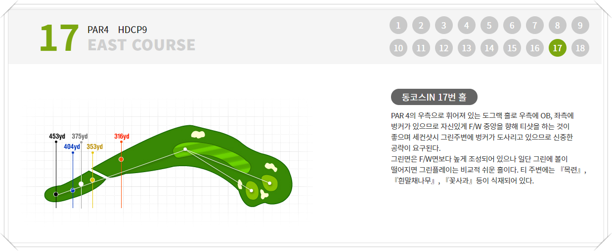 레이크사이드CC 동코스 17번 홀