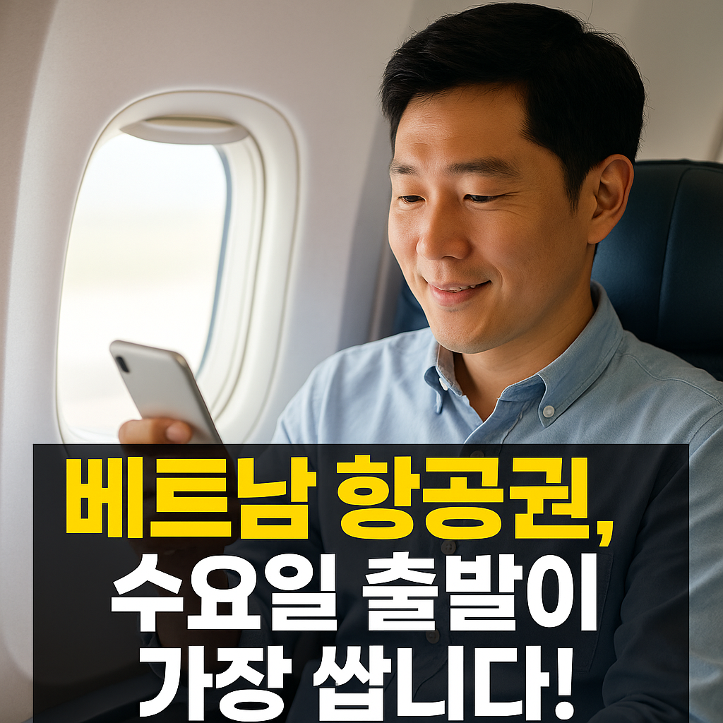 베트남- 항공권, -수요일- 출발이 -가장- 쌉니다-라고 적힌-이미지