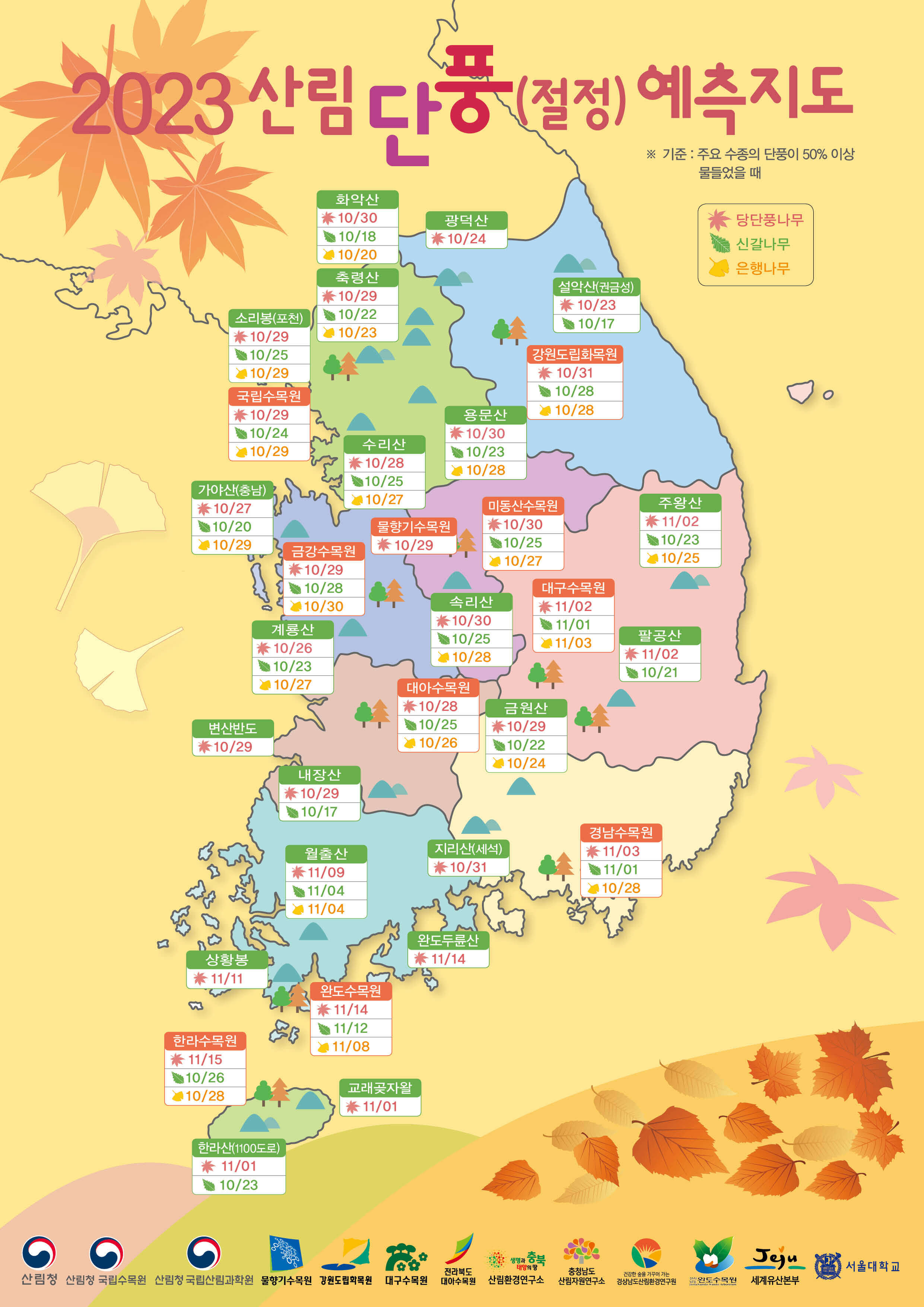 2023년산림청단풍예측지도