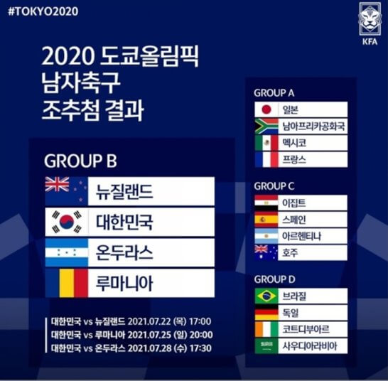  뉴질랜드 대한민국 올림픽축구경기 첫골은