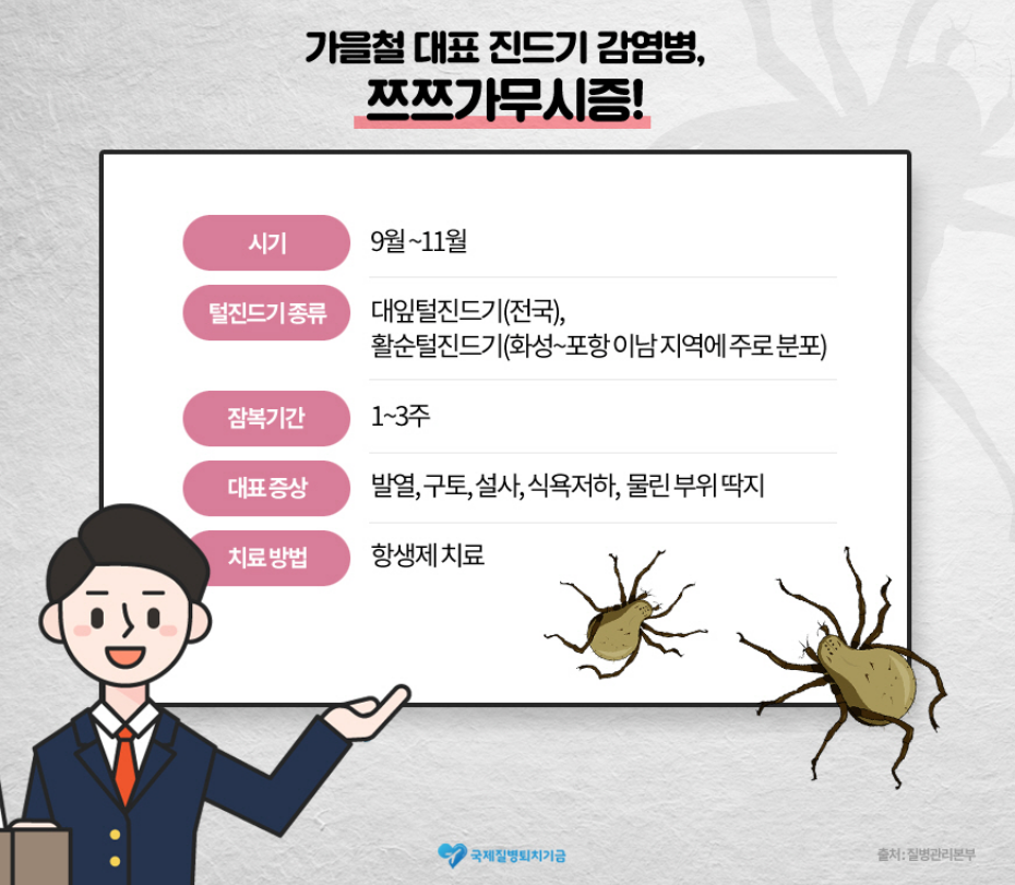 가을철 대표 진드기 쯔쯔가시무증