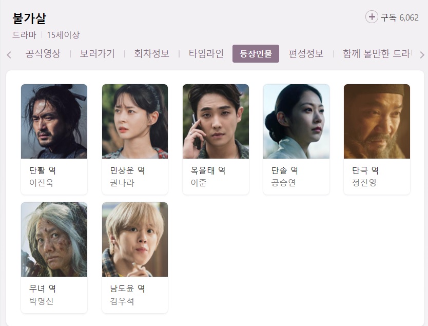 출연진 불가 살 불가살 tvN