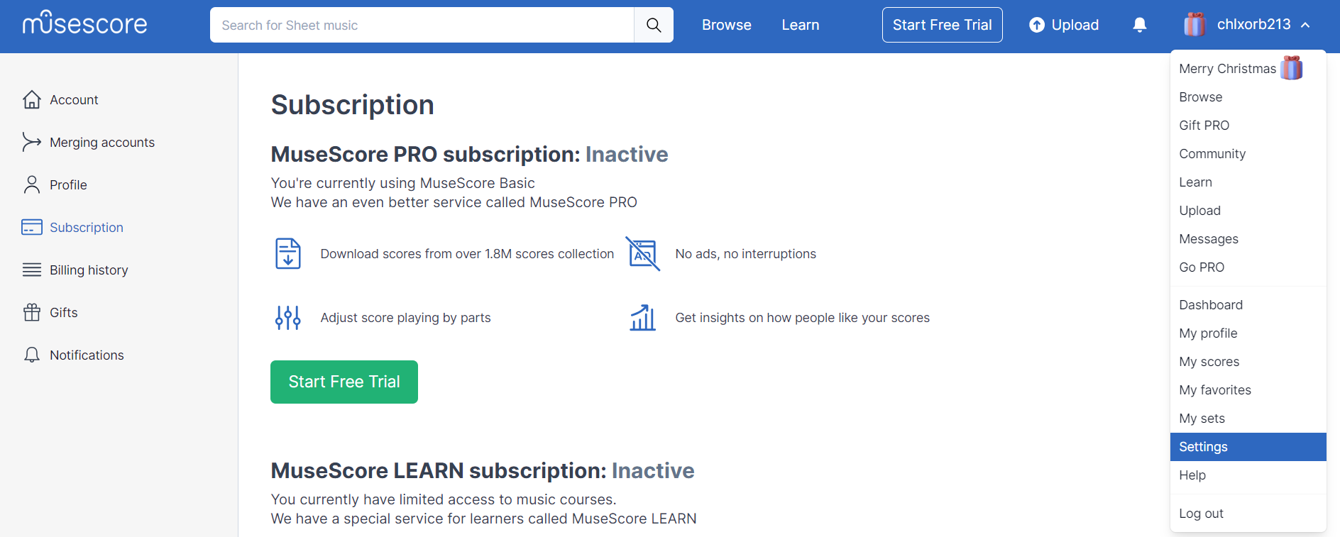 뮤즈스코어(MuseScore) Pro 무료 체험 해지 방법