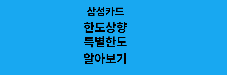  삼성카드 한도상향 하는 방법(+특별한도 포함)