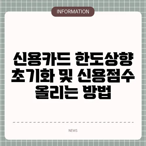 신용카드 한도상향 초기화 및 신용점수 올리는 방법