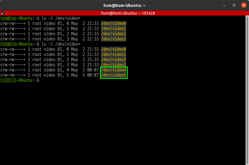 내가 사용하는 usb 카메라의 번호