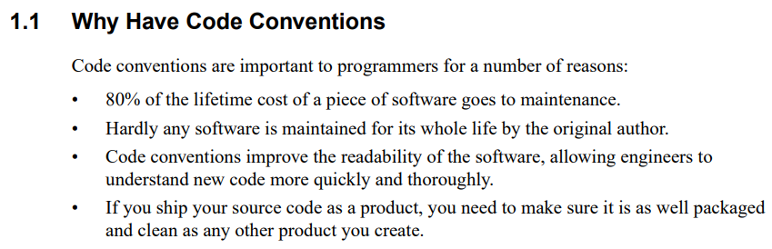 자바 코딩 규칙(Java Code Conventions)