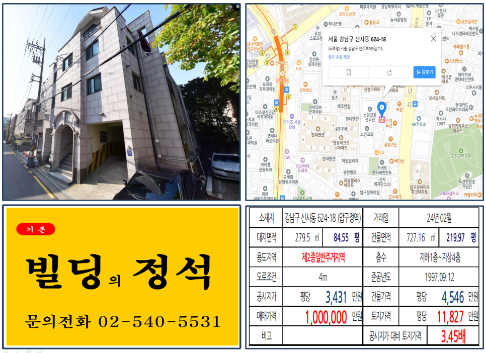 강남구 신사동 624-18번지 건물이 2024년 02월 매매 되었습니다.