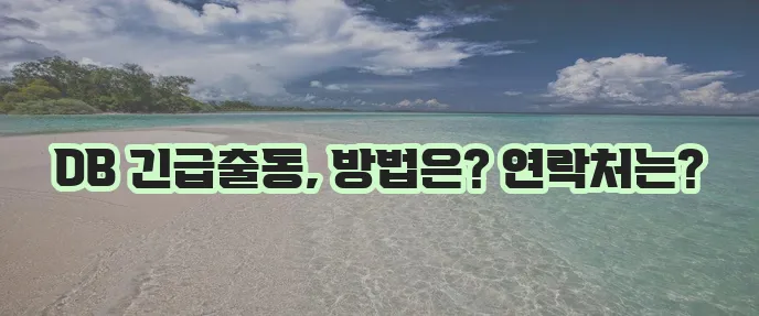 디비손해보험 긴급출동 서비스 이용 방법과 연락처