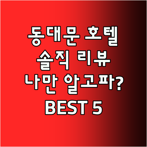 동대문 호텔 Best5 솔직 리뷰! 