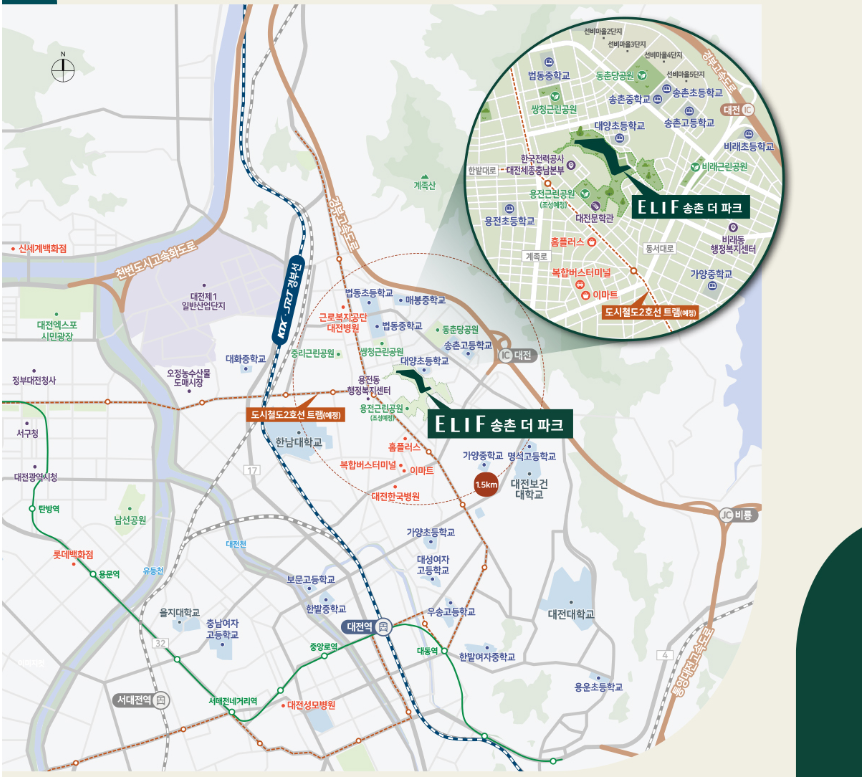 엘리프 송촌 더 파크 - 입지 환경