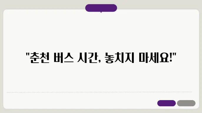 춘천 시외버스터미널 내 버스 노선 정보