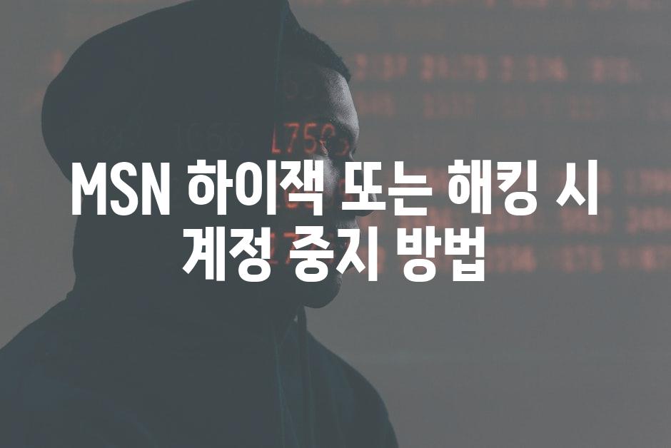 MSN 하이잭 또는 해킹 시 계정 중지 방법
