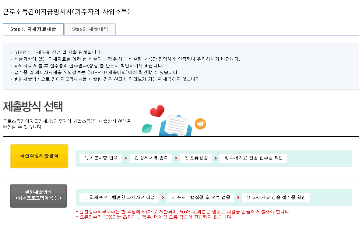 직접 작성 제출방식