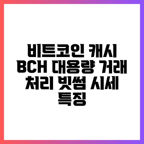 비트코인 캐시 BCH 대용량 거래 처리 빗썸 시세 특징