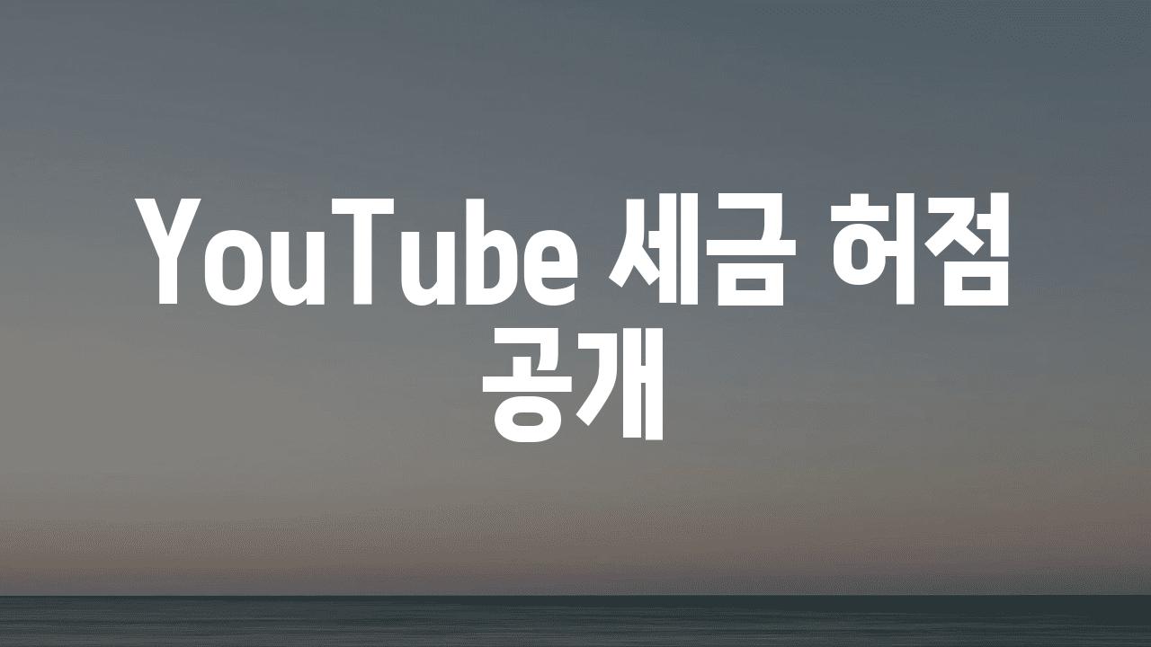 YouTube 세금 허점 공개