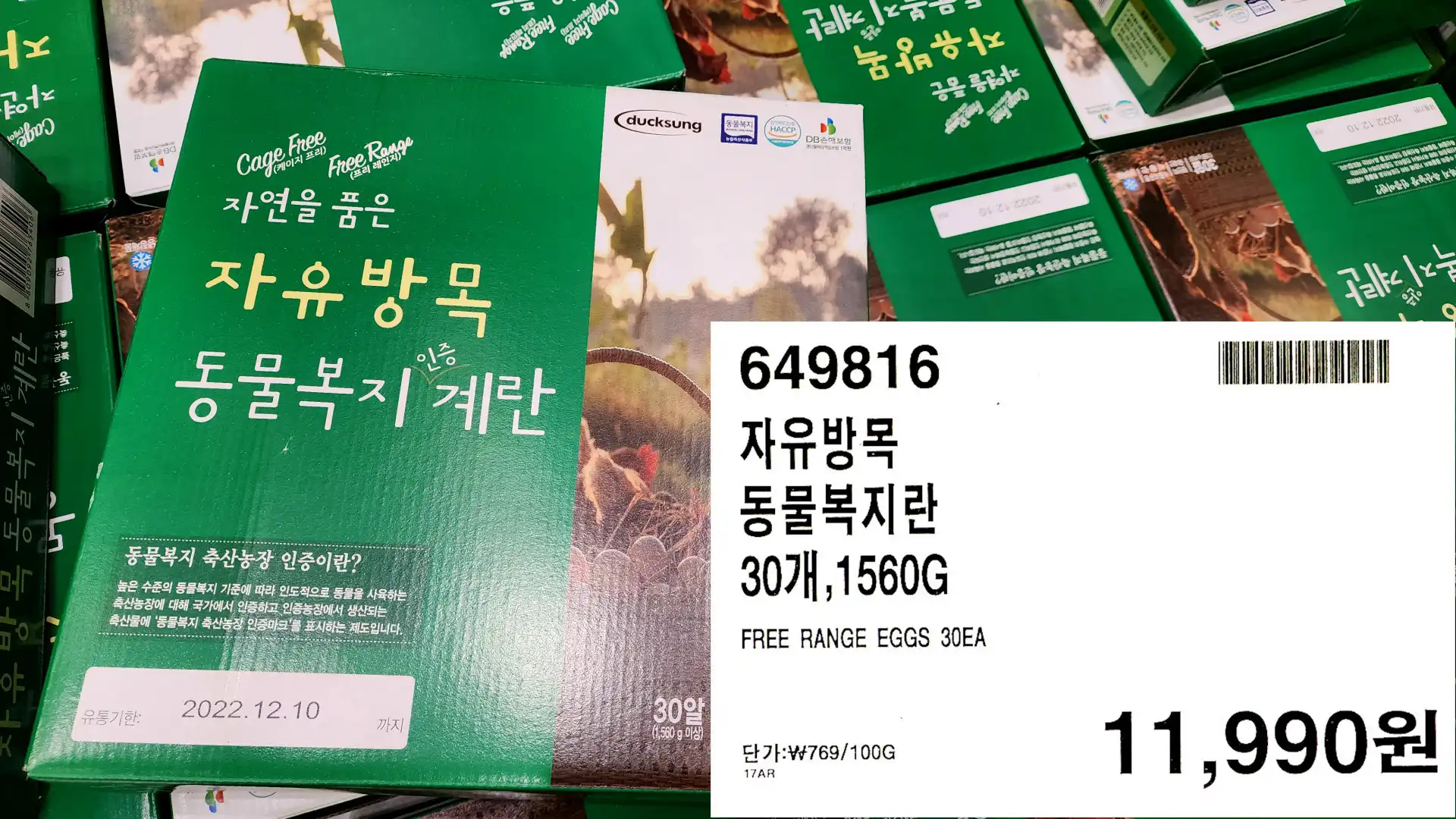 자유방목
동물복지란
30개&#44;1560G
FREE RANGE EGGS 30EA
단가:₩769/100G
11&#44;990원