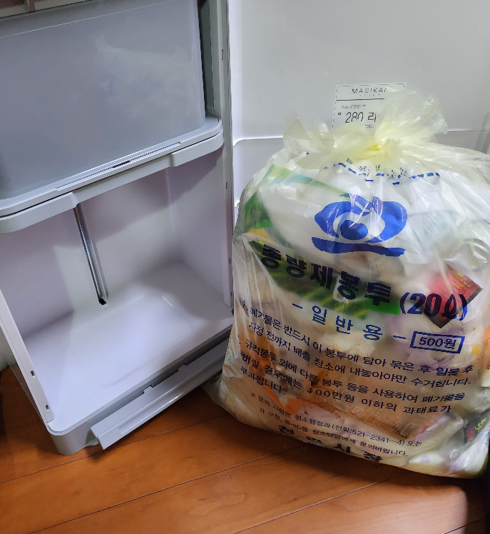  매직캔 hippo 27L, 종량제 20L 봉투 호환 문제점