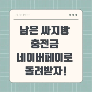 남은 싸지방 충전금 네이버페이로 돌려받는 방법 알려주는 포스팅 섬네일