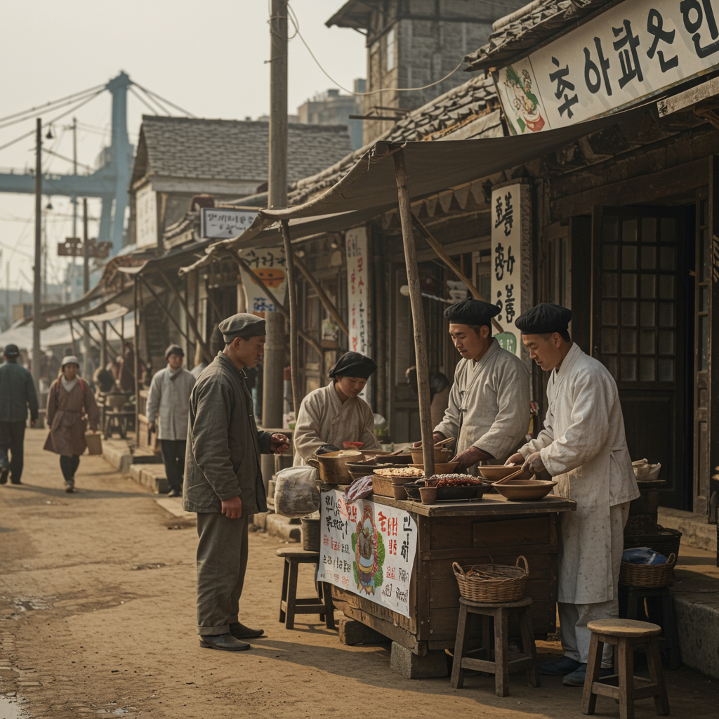 19세기 말 인천항, 노동자들의 허기를 달래주던 자장면 노점 풍경